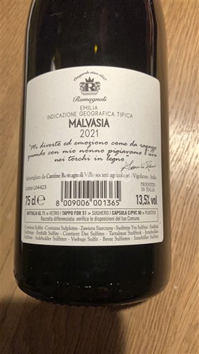 Emilia-Romagna Emilia Cantine Romagnoli Malvasia 2021