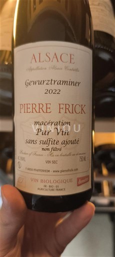 Alsacia Pierre Frick Gewurztraminer macération Pur Vin sans sulfite ajouté 2022