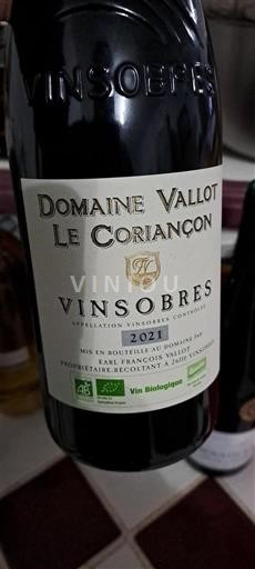 Thung lũng Rhône Vinsobres Domaine Vallot Le Coriançon 2021