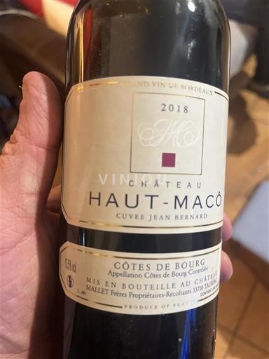 Bordeaux Côtes de Bourg Château Haut-Macô Jean Bernard 2018