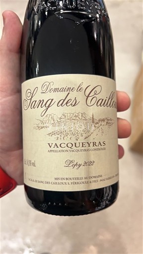 Thung lũng Rhône Vacqueyras Domaine Le Sang des Cailloux Lopy 2022