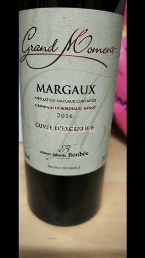 Bordeaux Margaux Maison Johannès Boubée Grand Moment d'Exception 2016