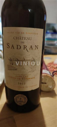 Bordeaux Cadillac-Côtes-de-Bordeaux Château Sadran 2012