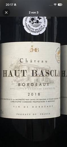 Bordeaux Château Haut Bascla 2018