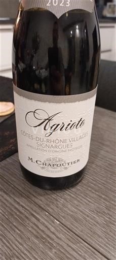 Rượu vang Rouge sec Agriata M. Chapoutier 2023 Pháp Thung lũng Rhône Không được chỉ định AOC