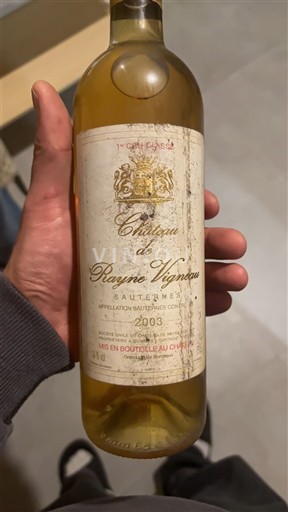 Bordeaux Sauternes Château Rayne Vigneau 1er cru classé 2003