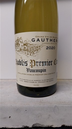 Bourgogne Chablis Premier Cru Domaine Alain Gautheron Vaucoupin 2020