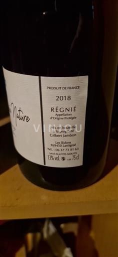 Beaujolais Régnié Gilbert Jambon 2018
