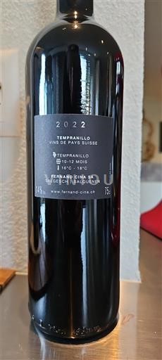 Valais Không được chỉ định Fernand Cina SA Tempranillo 2022