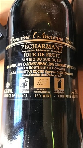 Tây Nam Pécharmant Domaine L'Ancienne Cure Jour de Fruit Không niên vụ
