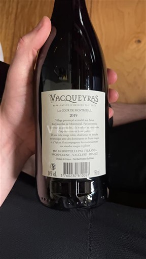 Rhônedalen Vacqueyras TerraVentoux La Cour de Montmirail 2019