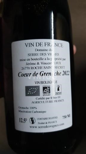 Rhône-dalen Ikke specificeret Domaine Serre des Vignes Coeur de Grenache 2022