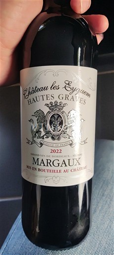 Bordeaux Margaux Château Les Eygueum Hautes Graves 2022