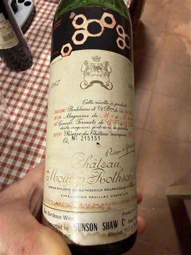 Bordeaux Pauillac Grand Cru Château Mouton Rothschild 1967