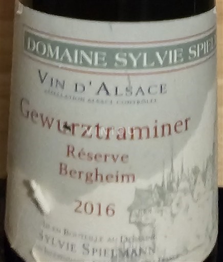 Alsácia Gewurztraminer Domaine Sylvie Spielmann Réserve Bergheim 2016