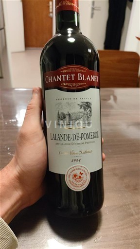 Vina Rouge sec Cuvée Notre Réserve Chantet Blanet 2024 Francija Bordeaux Lalande-de-Pomerol AOC