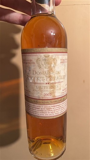 Vina Blanc liquoreux Domaine Rousset-Peyraguey 2002 Francija Bordeaux Sauternes AOC