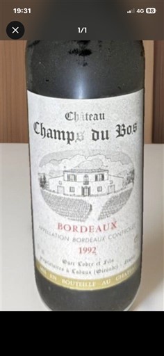 Bordeaux Château Champs du Bos 1992