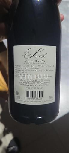 Vallée du Rhône Vacqueyras Font Sarade 2023