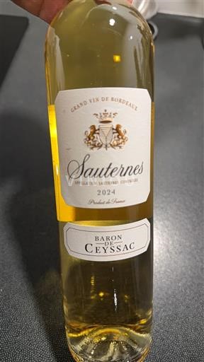 Vinos Blanc liquoreux Baron de Ceyssac 2024 Francia Burdeos Sauternes AOC