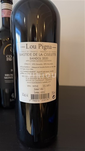 Provence Bandol Bastide de la Ciselette Lou Pigna 2020