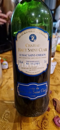 Bordeaux Lussac-saint-émilion Château Haut Saint Clair du Jardin de Saint Clair 1998