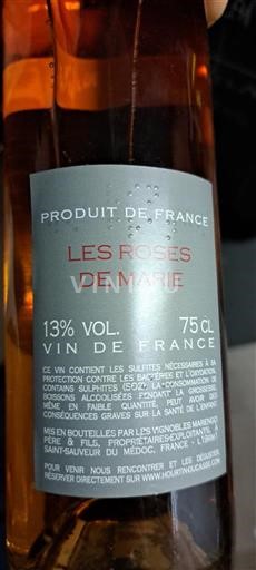 Burdeos No especificado Vignobles Bardet Les Roses de Marie 2019