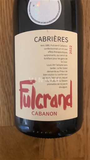 Rượu vang Rouge sec Cabanon Fulcrand 2022 Pháp Languedoc Cabrières AOC