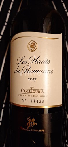 Roussillon Collioure Terres des Templiers Les Hauts du Roumani 2017