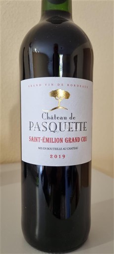 Bordeaux Saint-Émilion Grand Cru Grand Cru Château Pasquette 2019