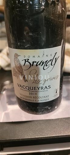 Valle del Rodano Vacqueyras Domaine Brunely Les grives 2019