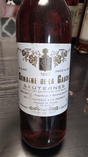 Bordeaux Sauternes Domaine La Gauche Crème de Tête 1982