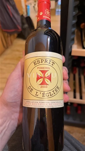 Bordeaux Pomerol Esprit de l'Église 2003