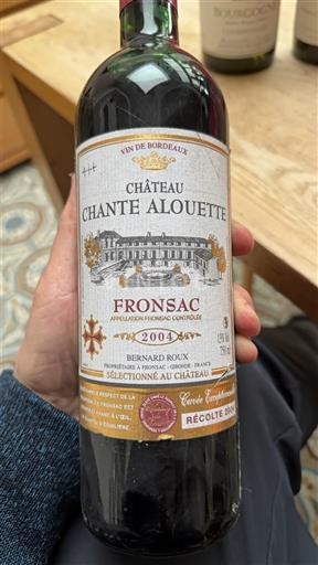 Bordéus Fronsac Château Chante Alouette Excellence 2004