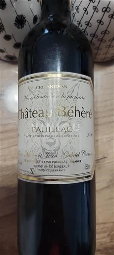 Bordeaux Pauillac Château Béhéré 2006