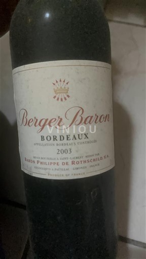 Bordeaux Baron Philippe de Rothschild Berger Baron 2003