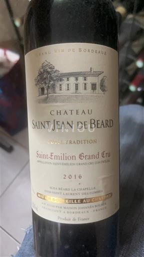 Bordeaux Saint-Émilion Grand Cru Grand Cru Château Saint Jean de Beard Tradition 2016