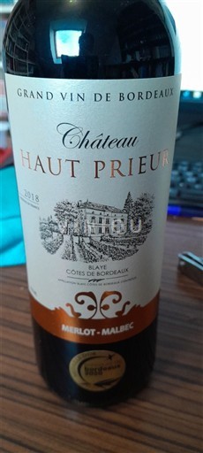 Bordeaux Blaye-Côtes-de-Bordeaux Château Haut Prieur 2018