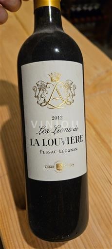 Viner Rouge sec Les Lions de La Louvière La Louvière 2012 Frankrike Bordeaux Pessac-Léognan AOC