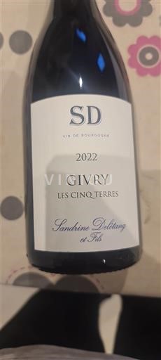 Vine Rouge sec Les Cinq Terres Sandrine Delétang et Fils 2022 Frankrig Bourgogne Givry AOC