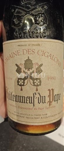 Valle del Ródano Châteauneuf-du-Pape. Domaine S Cigalons 1981