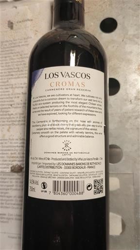 Rapel-Tal Colchagua-Tal Los Vascos Cromas Carménère Gran Reserva 2020