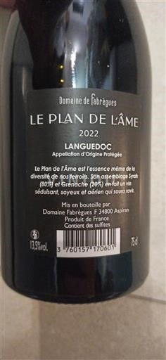 Langvedok Languedoc Domaine Fabrègues Le Plan de l'Âme 2022