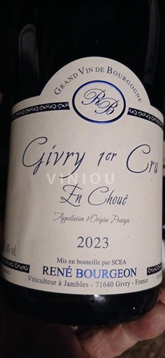 Bourgogne Givry Premier Cru René Bourgeon En Choué 2023