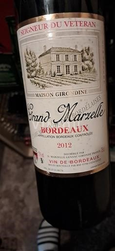 Bordeaux Seigneur du Veteran Grand Marzelle 2012