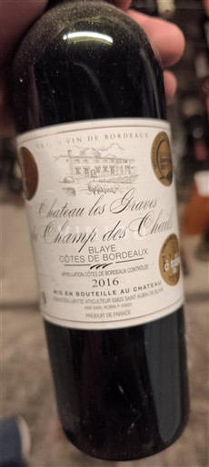 Bordeaux Blaye-Côtes-de-Bordeaux Château Les Graves Champ des Chênes 2016