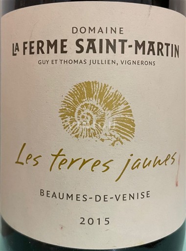 Thung lũng Rhône Beaumes de Venise Domaine La Ferme Saint-Martin Les terres jaunes 2015