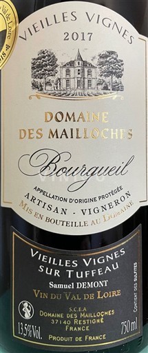 Dolina Loare Bourgueil Domaine S Mailloches Vieilles Vignes sur Tuffeau 2017