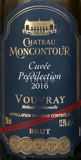 Loiredalen Vouvray Château Moncontour Prédilection 2016