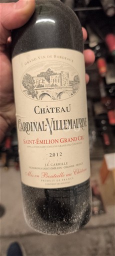 Burdeos Saint-Émilion Gran Cru Grand Cru Château Cardinal-Villemaurine 2012